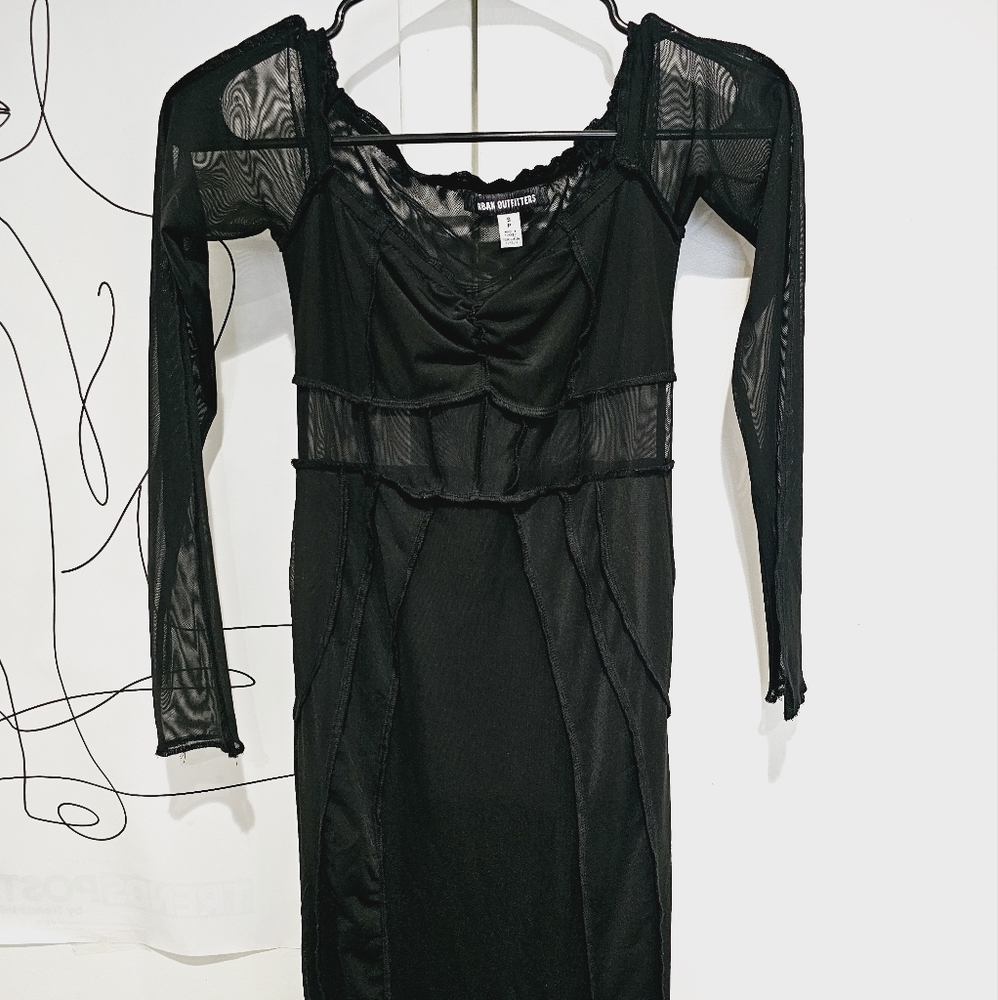 UO Trinity Sheer Mesh Midi Dress